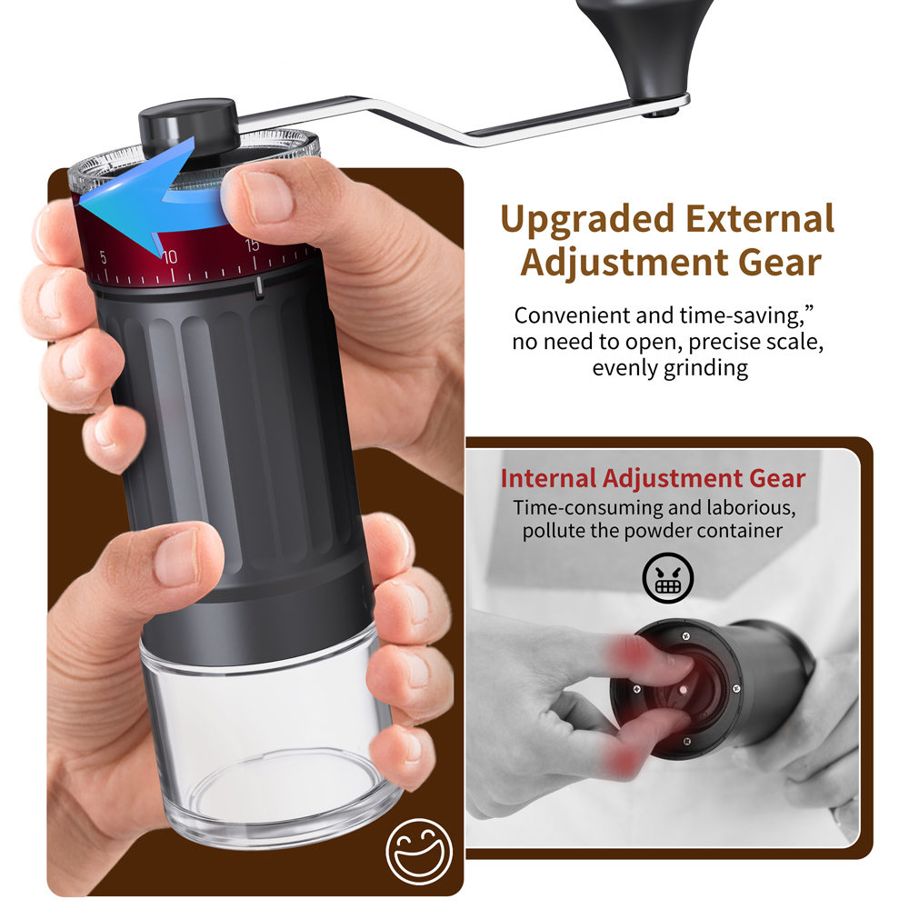 External Adjustable Conical Bu - đánh giá và giá Burr Hand Grinder
